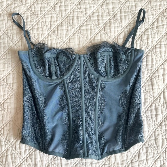Urban Outfitters Out From Under Blue Lace Modern Love Corset Bustier Top - Picture 4 of 7